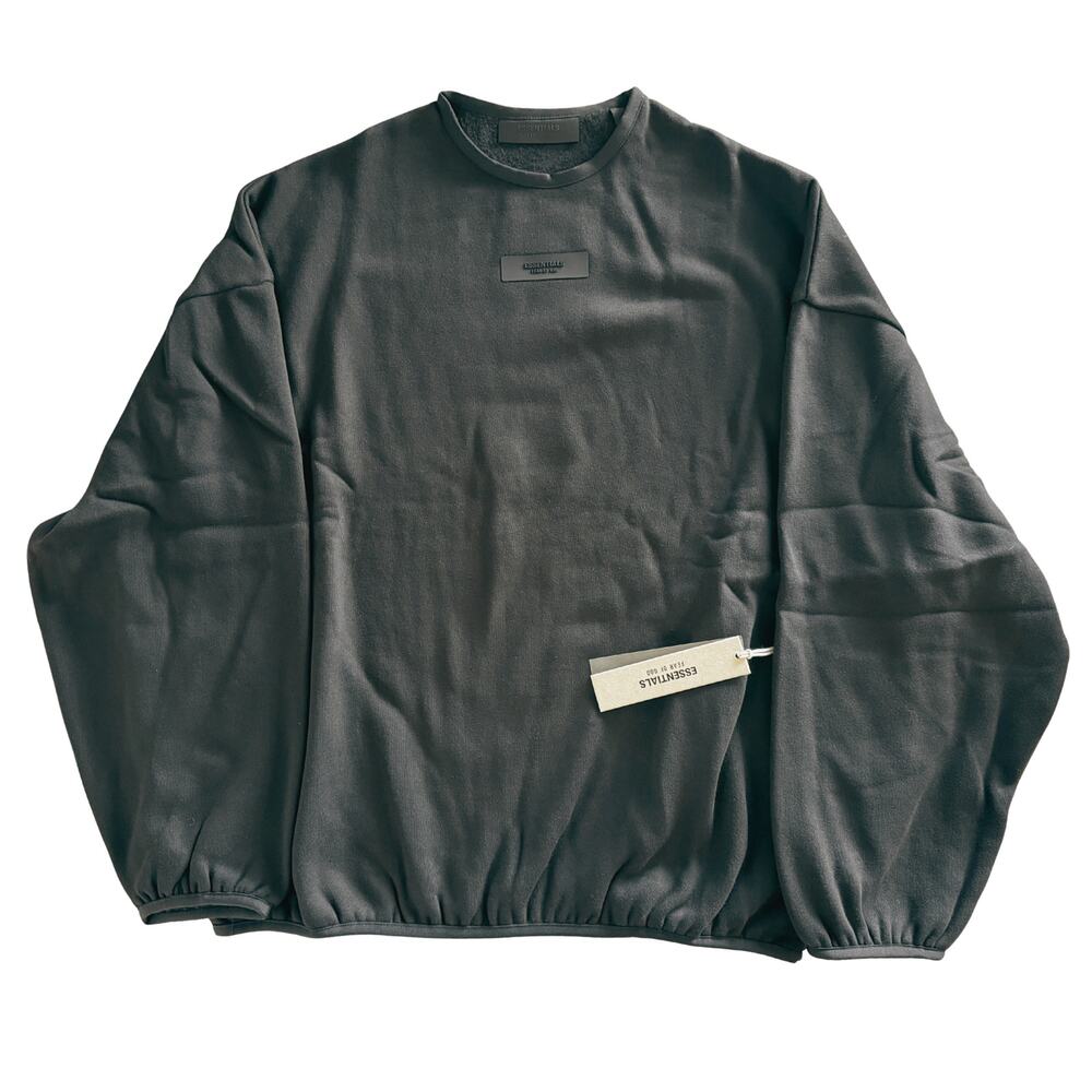 Fear of God Essentials Crewneck Mens Medium Black Sweatshirt NWT 192SU244680F
